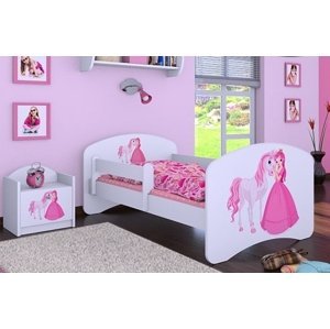 Happy Babies Detská posteľ HAPPY/ 09 Princezná s koníkom 160 x 80 cm Farba: Biela / biela, Prevedenie: L03 / 80 x 160 cm / bez úložného priestoru
