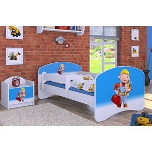 Happy Babies Detská posteľ HAPPY/ 24 Bob staviteľ 160 x 80 cm Farba: Biela / biela, Prevedenie: L03 / 80 x 160 cm / bez úložného priestoru