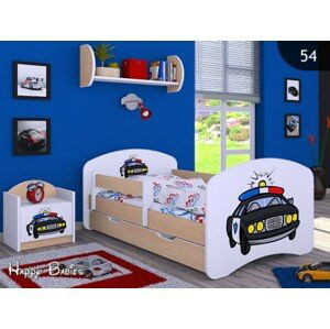 Happy Babies Detská posteľ HAPPY/ 54 Policajné auto 160 x 80 cm Farba: Hruška / Biela, Prevedenie: L04 / 80 x 160 cm /S úložným priestorom