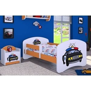 Happy Babies Detská posteľ HAPPY/ 54 Policajné auto 160 x 80 cm Farba: Oranžová / Biela, Prevedenie: L03 / 80 x 160 cm / bez úložného priestoru