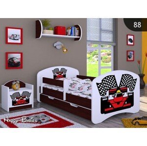 Happy Babies Detská posteľ HAPPY/ 88 Formula 160 x 80 cm Farba: Gaštan Wenge / Biela, Prevedenie: L04 / 80 x 160 cm /S úložným priestorom
