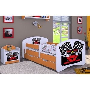 Happy Babies Detská posteľ HAPPY/ 88 Formula 160 x 80 cm Farba: Oranžová / Biela, Prevedenie: L04 / 80 x 160 cm /S úložným priestorom
