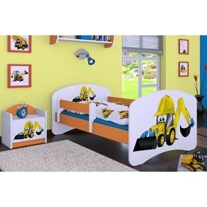 Happy Babies Detská posteľ HAPPY/ 32 Bager 160 x 80 cm Farba: Oranžová / Biela, Prevedenie: L03 / 80 x 160 cm / bez úložného priestoru, Obrázok: Bager