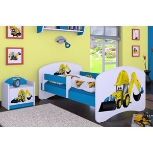 Happy Babies Detská posteľ HAPPY/ 32 Bager 160 x 80 cm Farba: Modrá / biela, Prevedenie: L03 / 80 x 160 cm / bez úložného priestoru, Obrázok: Bager