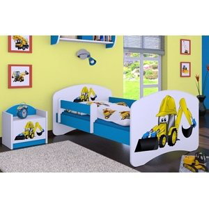 Happy Babies Detská posteľ HAPPY/ 32 Bager 180 x 90 cm Farba: Modrá / biela, Prevedenie: L05 / 90 x 180 cm / bez úložného priestoru, Obrázok: Bager
