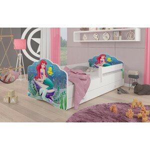 ArtAdrk Detská posteľ CASIMO | Morská panna so zásuvkou Prevedenie: so zábranou