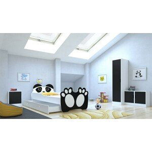 ArtAdrk Detská posteľ zvieratko 160x80 so zásuvkou Farba: Bielo / čierna panda