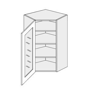 ArtExt Vrchná kuchynská skrinka rohová Napoli W10S/60 POVRCHOVÁ ÚPRAVA DVIEROK: LESK, FAREBNÉ PREVEDENIE KORPUSU: LAVA
