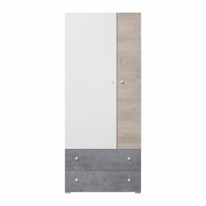 Meblar  Šatníková skriňa SIGMA SI3 L/P Farba: beton/biela/dub