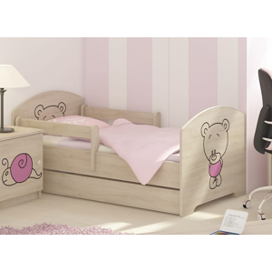 ArtBoo Detská posteľ OSKAR s medvedíkom 140 x 70 BOO: Ružový