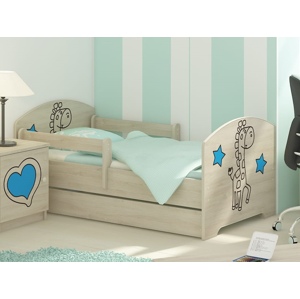 ArtBoo Detská posteľ OSKAR so žirafkou 140 x 70 BOO: Modrý