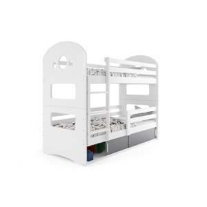 BMS Detská poschodová posteľ DOMINIK Farba: biela / sivá, Rozmer.: 190 x 80 cm