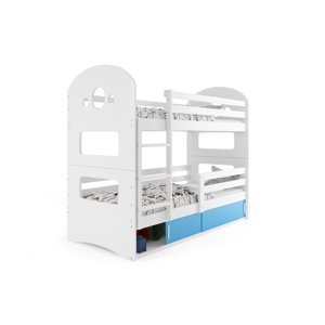 BMS Detská poschodová posteľ DOMINIK Farba: biela / modrá, Rozmer.: 190 x 80 cm