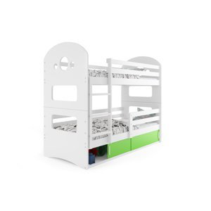 BMS Detská poschodová posteľ DOMINIK Farba: biela / zelená, Rozmer.: 160 x 80 cm