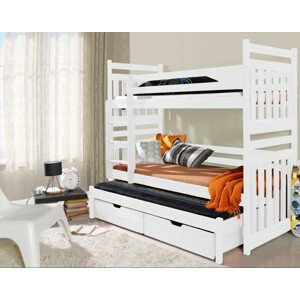 ArtBed Detská poschodová posteľ  s prístelkou SAMBOR Prevedenie: Morenie - Farba
