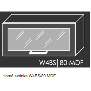 Kuchynská linka PLATINUM Kuchyňa: Horná skrinka W4BS/80 MDF - drevený rám v striebornom morení / (ŠxVxH) 80 x 36 x 30-32,5 cm
