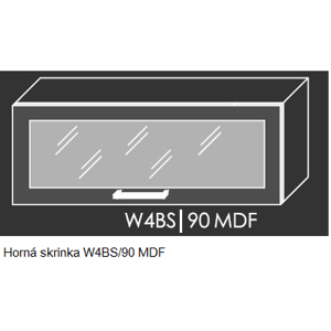 Kuchynská linka PLATINUM Kuchyňa: Horná skrinka W4BS/90 MDF - drevený rám v striebornom morení / (ŠxVxH) 90 x 36 x 30-32,5 cm