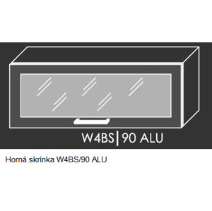 Kuchynská linka PLATINUM Kuchyňa: Horná skrinka W4BS/90 ALU - hliníkový rám skrinky / (ŠxVxH) 90 x 36 x 30-32,5 cm