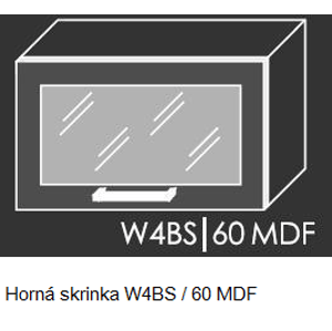 Kuchynská linka PLATINUM Kuchyňa: Horná skrinka W4BS/60 MDF - drevený rám v striebornom morení / (ŠxVxH) 60 x 36 x 30-32,5 cm