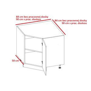 Kuchynská linka PLATINUM Kuchyňa: Rohová spodná skrinka D12R/90 (ŠxVxH) 84 x 82 x 84 cm