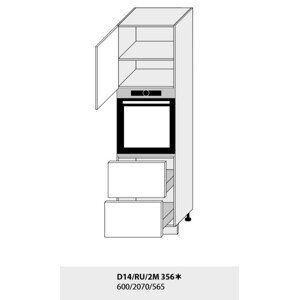 ArtExt Kuchynská linka TITANIUM Kuchyňa: Skrinka D14/RU/2M 356 /(ŠxVxH) 60 x 207 x 56,5 cm (korpus grey,lava,biela)