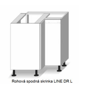 Tempo Kondela Kuchynská linka LINE / dub sonoma-biela LINE: Rohová spodná skrinka LINE DR L / (ŠxVxH) 82,5x82x82,5 cm