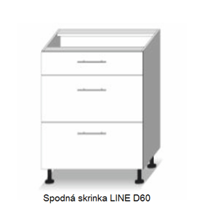 Tempo Kondela Kuchynská linka LINE / dub sonoma-biela LINE: Spodná skrinka LINE D60 3.zas / (ŠxVxH) 60x82x54,5 cm