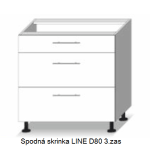 Tempo Kondela Kuchynská linka LINE / dub sonoma-biela LINE: Spodná skrinka LINE D80 3.zas / (ŠxVxH) 80x82x54,5 cm