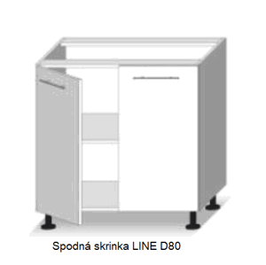 Tempo Kondela Kuchynská linka LINE / biely lesk-sonoma LINE: Spodná skrinka LINE D80 / (ŠxVxH) 80x82x54,5 cm