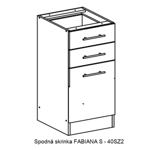 Tempo Kondela Kuchynská linka FABIANA / biela FABIANA: Spodná skrinka FABIANA S-40 SZ2 / (ŠxVxH) 40x82x46 cm