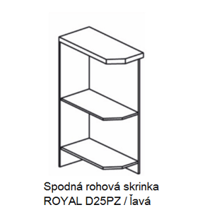 Tempo Kondela Kuchynská linka ROYAL ROYAL: Spodná rohová skrinka ROYAL D25PZ - ľavá / (ŠxVxH) 25 x 85 x 45/60 cm
