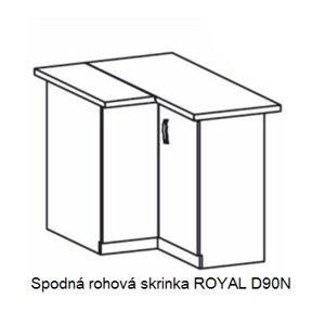 Tempo Kondela Kuchynská linka ROYAL ROYAL: Spodná rohová skrinka ROYAL D90N / (ŠxVxH) 78/90 x 85 x 78/90 cm