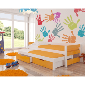 ArtAdrk Detská posteľ s prístelkou FRAGA Farba: Biela / oranžová
