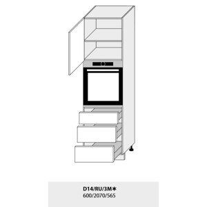 ArtExt Kuchynská linka Emporium Kuchyňa: Skrinka D14/RU/3M /(ŠxVxH) 60 x 207 x 56,5 cm (korpus grey,lava,biela)