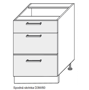 ArtExt Kuchynská linka Emporium Kuchyňa: Spodná skrinka D3M/60 / (ŠxVxH) 60 x 82 x 50 cm