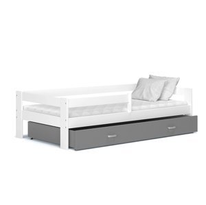 ArtAJ Detská posteľ Hugo 190 x 80 / MDF Farba: biela / sivá, Prevedenie: bez matraca