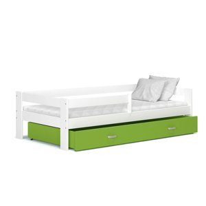 ArtAJ Detská posteľ Hugo 190 x 80 / MDF Farba: biela / zelená, Prevedenie: s matracom