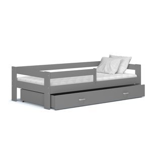 ArtAJ Detská posteľ Hugo 190 x 80 / MDF Farba: Sivá/sivá, Prevedenie: s matracom
