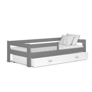 ArtAJ Detská posteľ Hugo 190 x 80 / MDF Farba: Sivá / biela, Prevedenie: bez matraca