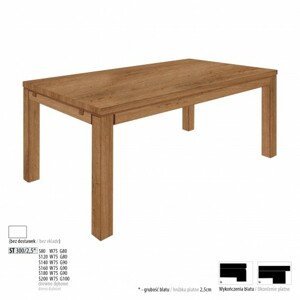 Drewmax Jedálenský stôl - masív ST300 - hrúbka 2,5cm / dub Prevedenie: A 80 x 75 x 80 cm