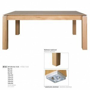 Drewmax Jedálenský stôl - masív ST381 / dub Prevedenie: C 90 x 75 x 180 cm