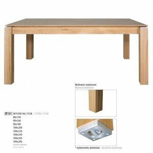 Drewmax Jedálenský stôl - masív ST381 / dub Prevedenie: E 100 x 75 x 220 cm