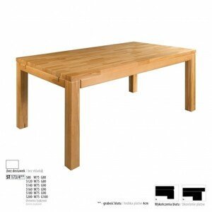 Drewmax Jedálenský stôl - masív ST173 - hrúbka 4 cm / buk Prevedenie: E 180 x 75 x 90 cm