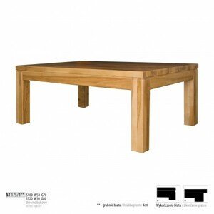 Drewmax Konferenčný stolík - masív ST175 - hrúbka 4 cm / buk Prevedenie: B 120 x 50 x 80 cm