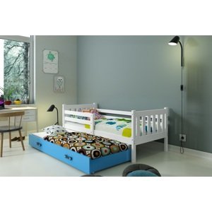 BMS Detská posteľ s prístelkou CARINO 2 Farba: biela / modrá