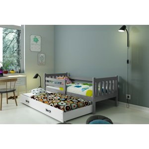 BMS Detská posteľ s prístelkou CARINO 2 Farba: Sivá / biela