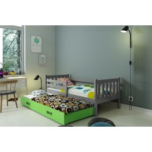 BMS Detská posteľ s prístelkou CARINO 2 Farba: Sivá / zelená