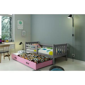 BMS Detská posteľ s prístelkou CARINO 2 Farba: Sivá / ružová