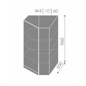 ArtExt Kuchynská linka Brerra - lesk Kuchyňa: Horná rohová skrinka W4/10/60 / (ŠxVxH) 60 x 96 x 60 cm - v korpuse grey,biela,lava