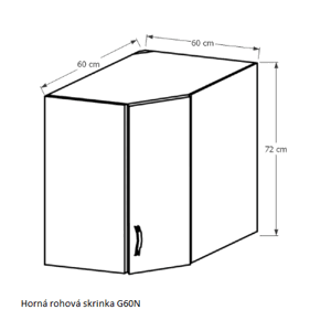 Tempo Kondela Kuchynská linka Sicilia, orech Milano Sicilia: Horná rohová skrinka - G60N 60x72x60 cm